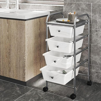 Yaheetech 4 Drawers Cart Rolling Plastic Storage Cart and Organizer Metal Frame - Image 5
