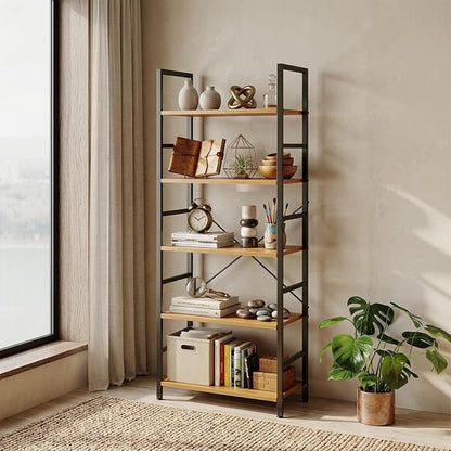 HealSmart 5 Tier Bookshelf, Free Standing Book Shelf Home Office Bookcase Shelf - Image 7