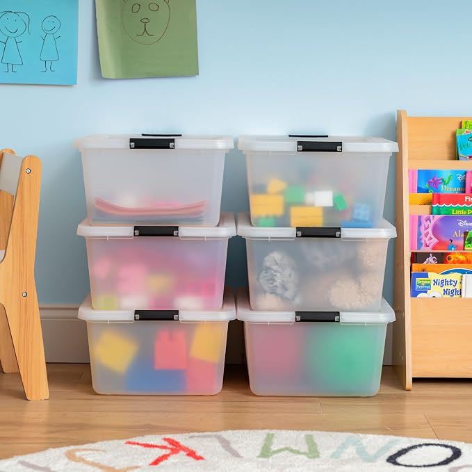 IRIS USA 6-Pack Clip Box with Latching Lids, 18 Quart Craft Storage Bins - Image 3