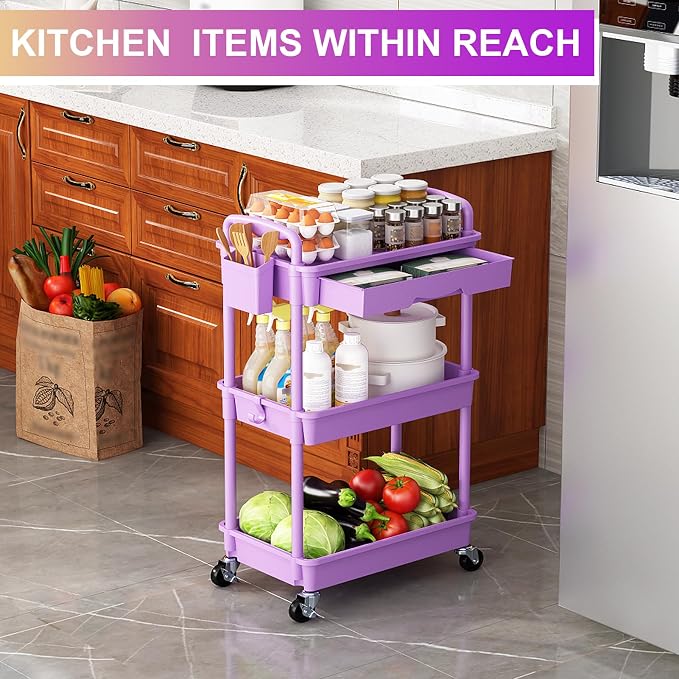 Goovilla 3 Tier Rolling Utility Cart Organizer - Image 7