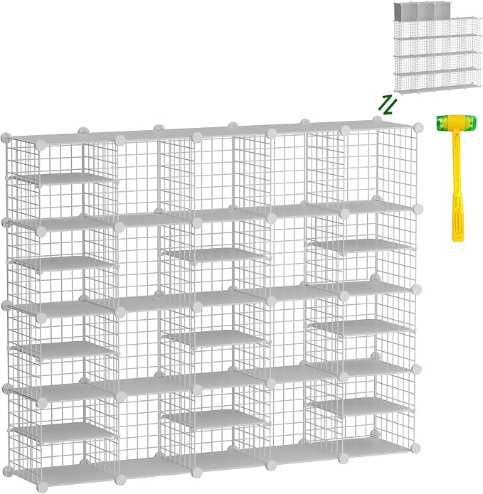 Wire Cube Storage Organizer, 20 Cubes Converted into 23 Cubes, Sturdy Metal by Kiivoena