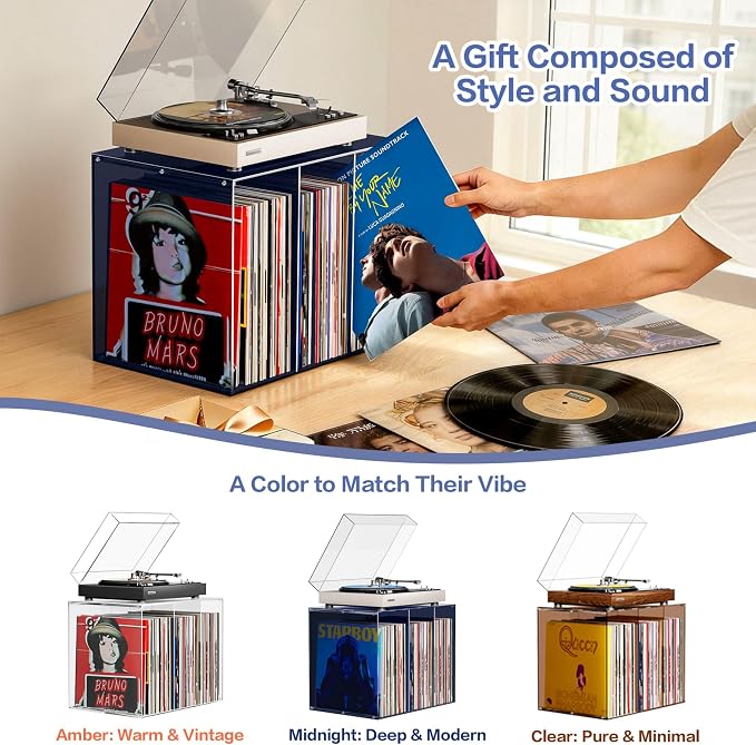 Bikoney Vinyl Record Storage, Stackable Cube Acrylic Vinyl Record Holder - Image 6