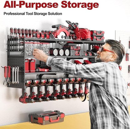 52" W Large Power Tool Organizer Wall Mount -4 Layer Heavy Duty Power Tool Rack - Image 7