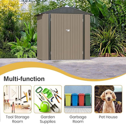 Patiowell 6x4 FT Storage Shed, Outdoor Metal Sheds - Image 5
