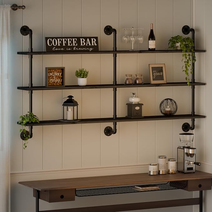 HDDFER Floating Shelves 70 inch Wall Bookshelf Industrial Pipe Shelving Shelves by industrialpipeshelving