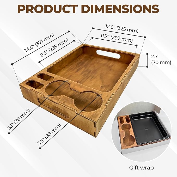 Wooden Serving Tray with Cup Holder - Image 4