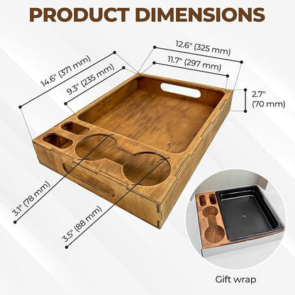 Wooden Serving Tray with Cup Holder - Image 4