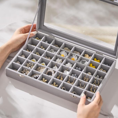 48 Grid Earring Organizer and Storage: Velvet Jewelry Tray - Image 7
