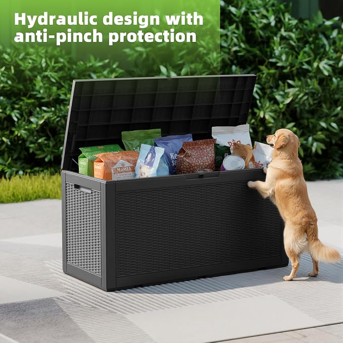 EasyUp 120 Gallon Outdoor Storage Box Waterproof, UV Resistant Resin Deck Box - Image 2