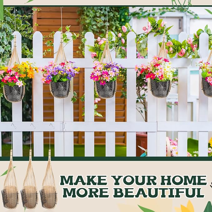 Weysat 10 Pack Hanging Orchid Planter Thai Bamboo Woven 4 Inch Bird Nest Style - Image 5