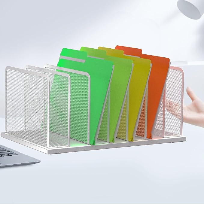 Kuntine.B Desk File Organizer Upright Mesh Desktop Organizer File Sorter Office - Image 4
