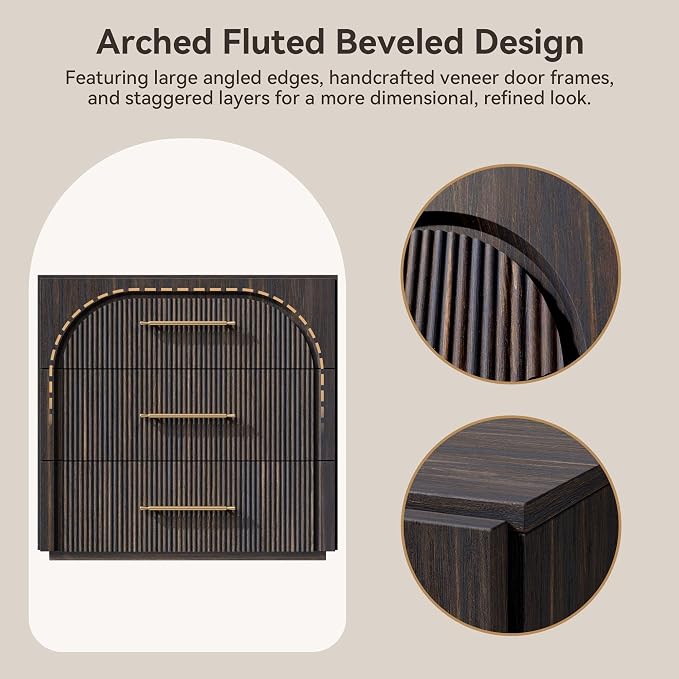 Buffet Cabinet with 3 Drawers, 31.5'' W Arched Storage Cabinet | Modular - Image 4