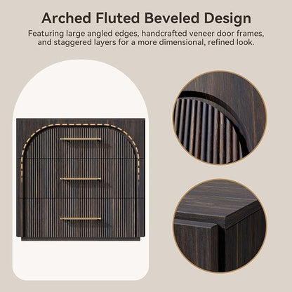 Buffet Cabinet with 3 Drawers, 31.5'' W Arched Storage Cabinet | Modular - Image 4
