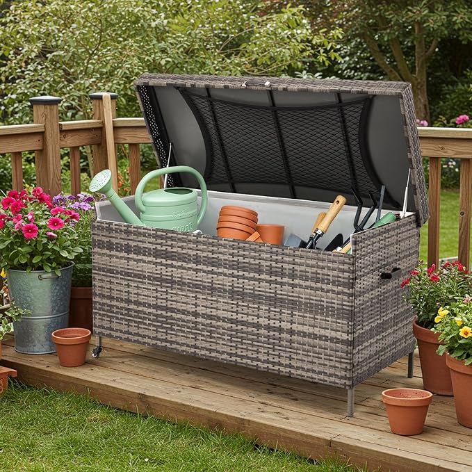 AVAWING 240 Gallon Wicker Deck Box - Image 8
