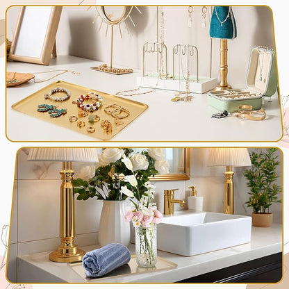 Vesici 6 Pcs Gold Metal Serving Tray Bulk Stainless Steel Rectangle Platters - Image 6