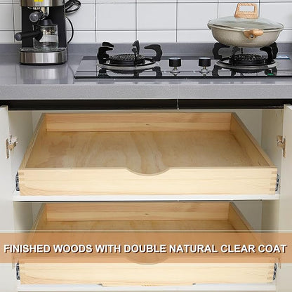 Menkxi 2 Set Pull out Tray Cabinet Organizer Wooden Pull Drawers storage Slide - Image 6