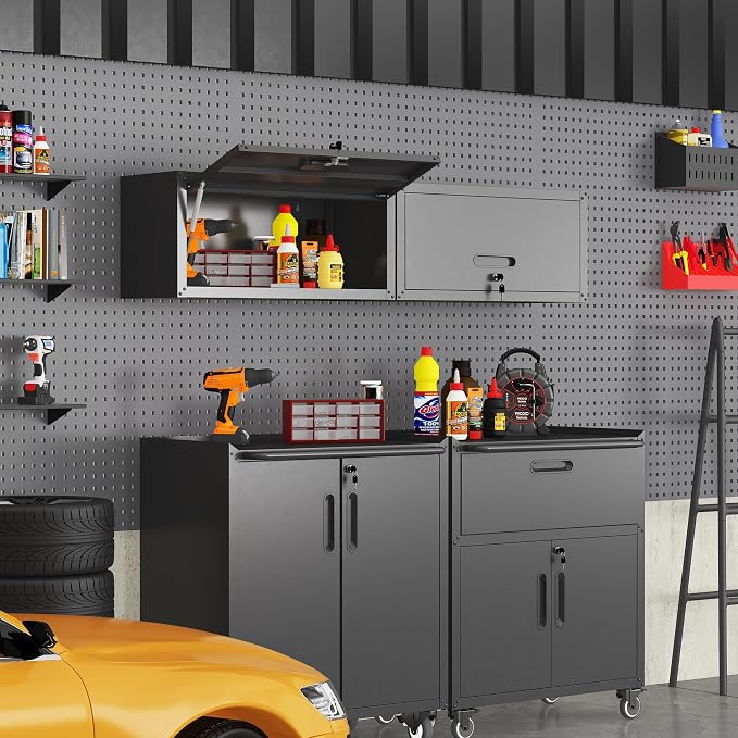 Metal Tool Cabinet, Garage Storage Cabinet System, Wall Cabinet & Locking - Image 7