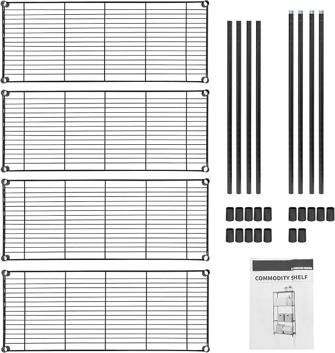 SUPER DEAL Black 4-Shelf Heavy Duty Storage Wire Shelving Unit - Image 9