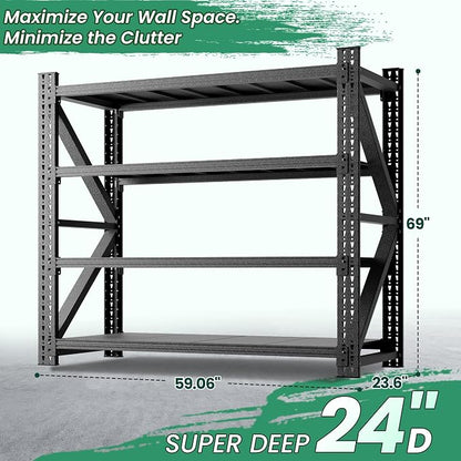 4-Tier Heavy Duty Garage Shelving，Industrial Shelving - Image 3