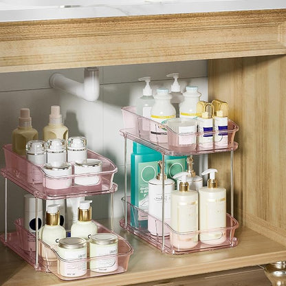 Delamu 2-Tier Under Sink Organizers and Storage, Pull Out Kitchen Pantry - Image 2