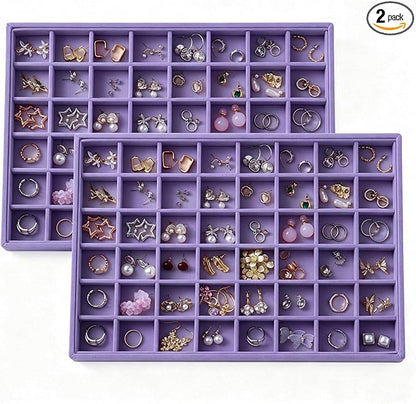 Large Velvet Jewelry Tray 2 Pack Stackable Jewelry Display Drawer Inserts Trays by Unknown