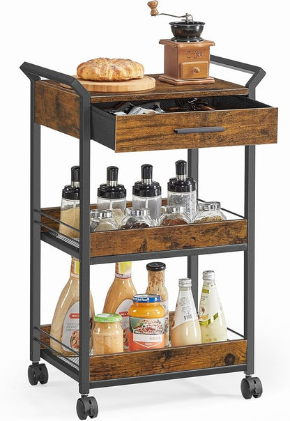 VASAGLE Storage Cart, 3-Tier Rolling Utility Cart by Unknown