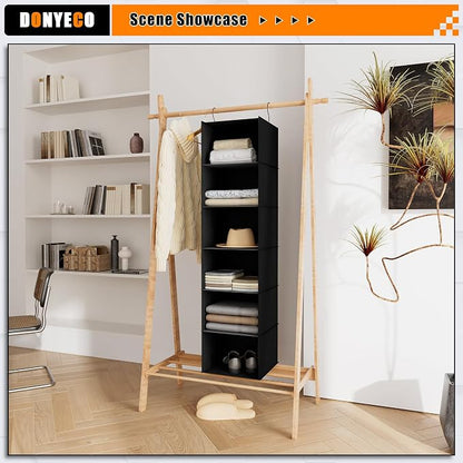 Hanging Closet Organizer and Storage 6-Shelf, Easy Mount Foldable Hanging - Image 4