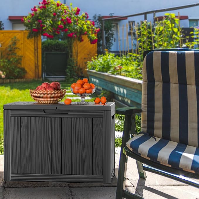 Vixzen 46 Gallon Outdoor Deck Box, Lockable Outdoor Storage Box - Image 5