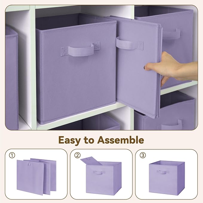 GRANNY SAYS 11 Inch Cube Storage Bins, Lavender Purple, Sturdy Handles - Image 6