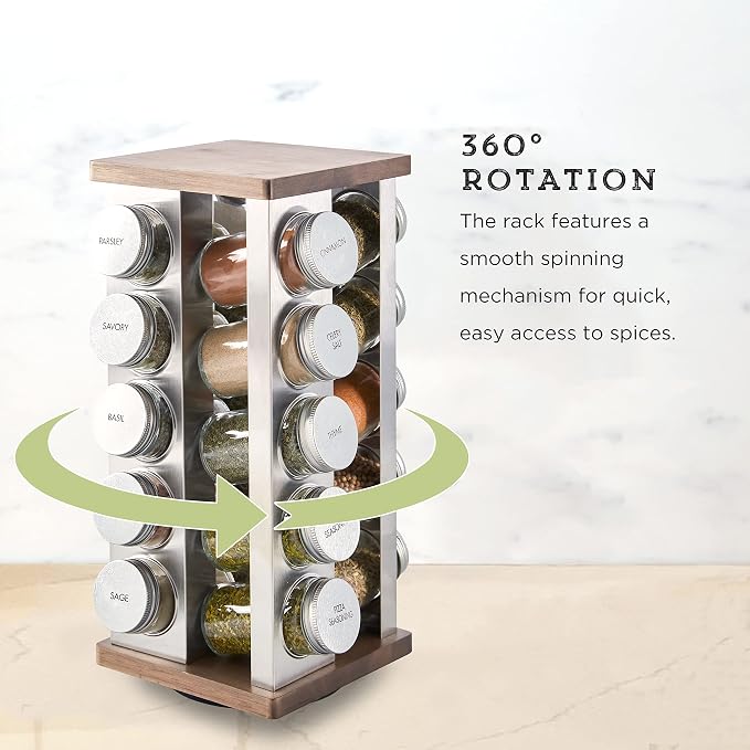 Kamenstein 20 Jar Vintage Revolving Countertop Spice Rack Organizer - Image 4