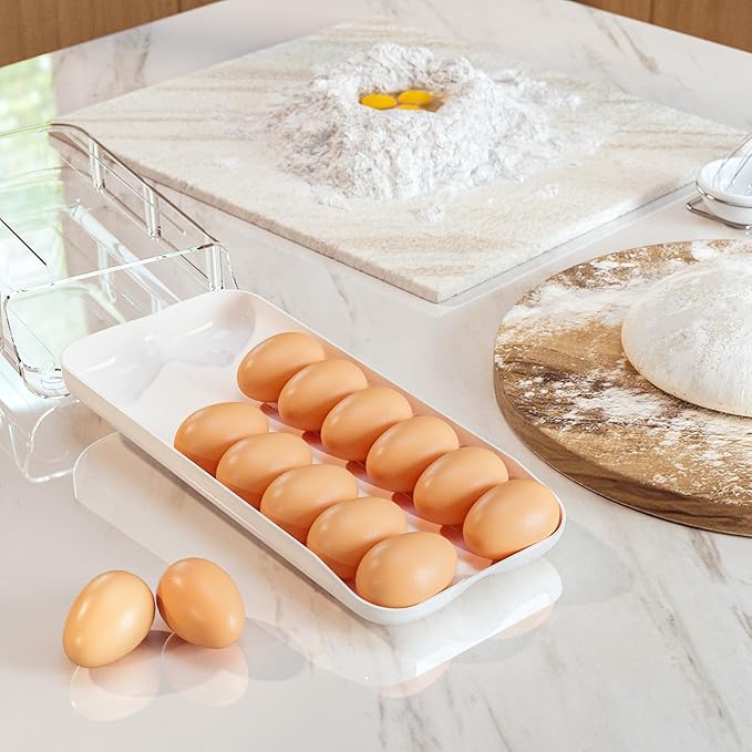 theaoo Egg Holder for Fridge, Automatic Rolling Egg Container for Refrigerator - Image 7