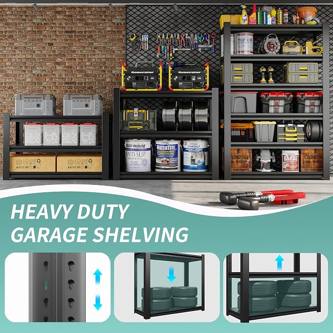 82" H Garage Shelving, 6 Tier Adjustable Heavy Duty Storage Shelves, 2500Lbs - Image 5