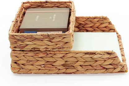 HAMOTOPI Desk Organizer Letter Tray Set of 2, Woven Water Hyacinth Tabletop - Image 7