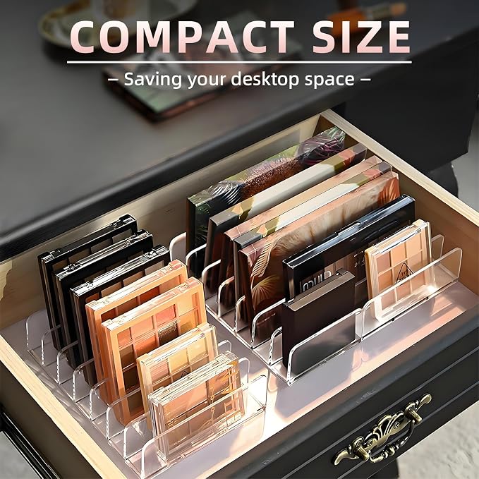2 Pack Acrylic Makeup Eyeshadow Palette Organizer, 7-Slot Display Case - Image 6