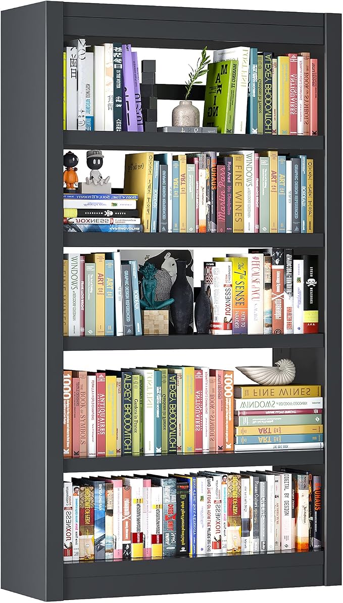 Book Shelf, 5-Tier Sturdy Bookcase, Adjustable Bookshelf, Large Capacity per by LyAosdFu