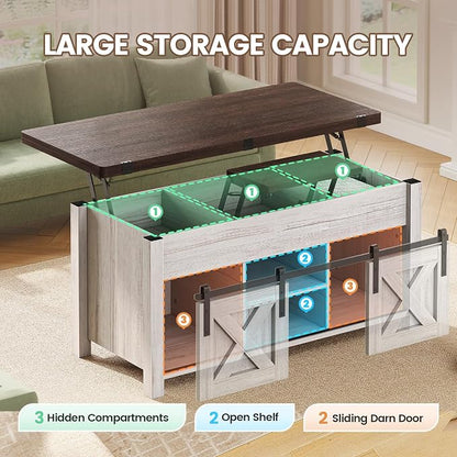 SEDETA Lift Top Coffee Table, 4 in 1 Multi-Function Convertible Coffee Tables - Image 4
