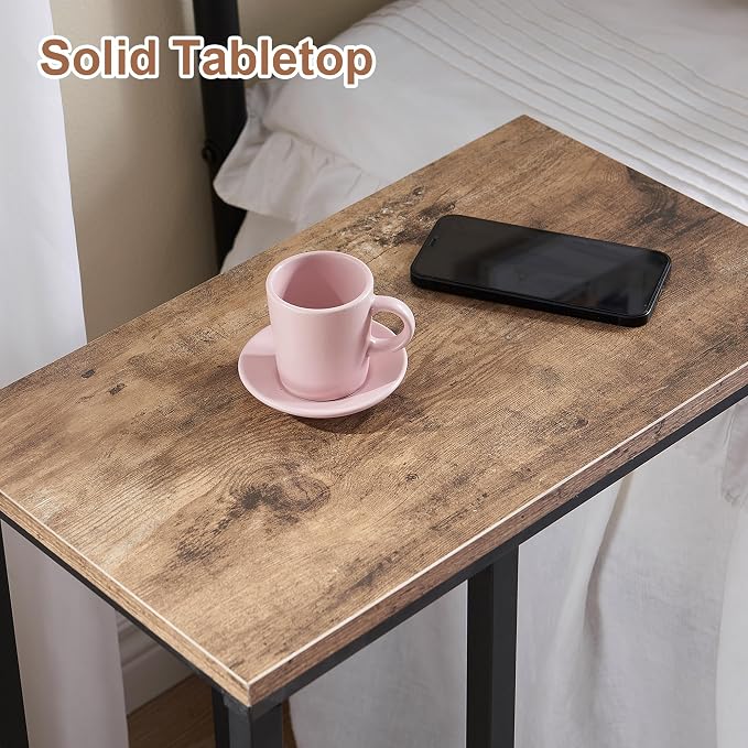VECELO C Shaped End Side Table for Sofa Couch and Bed Snack TV Tray for Living - Image 4