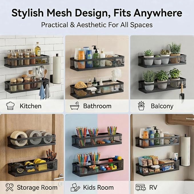 PUSDON 5-in-1 16.5" Extra Long Slim Wall Mount Wrapped Mesh Kitchen Organizer & - Image 7