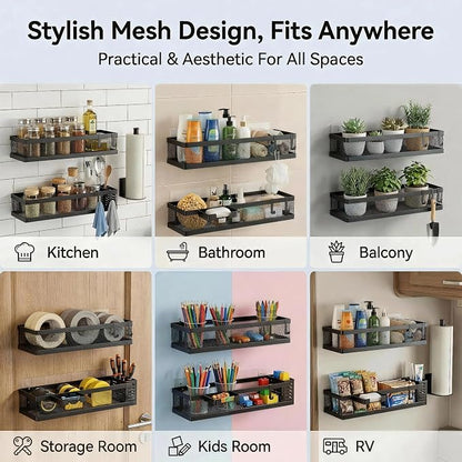 PUSDON 5-in-1 16.5" Extra Long Slim Wall Mount Wrapped Mesh Kitchen Organizer & - Image 7