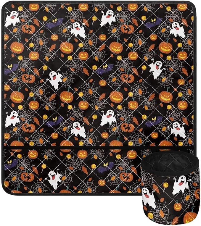 Gomyblomy Ghosts & Pumpkins Sewing Machine Table Mat, Halloween Theme Sewing by Gomyblomy