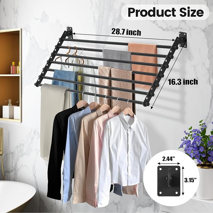 Wall Mounted Clothes Drying Rack 28 Inch – Foldable Laundry Drying Rack - Image 4