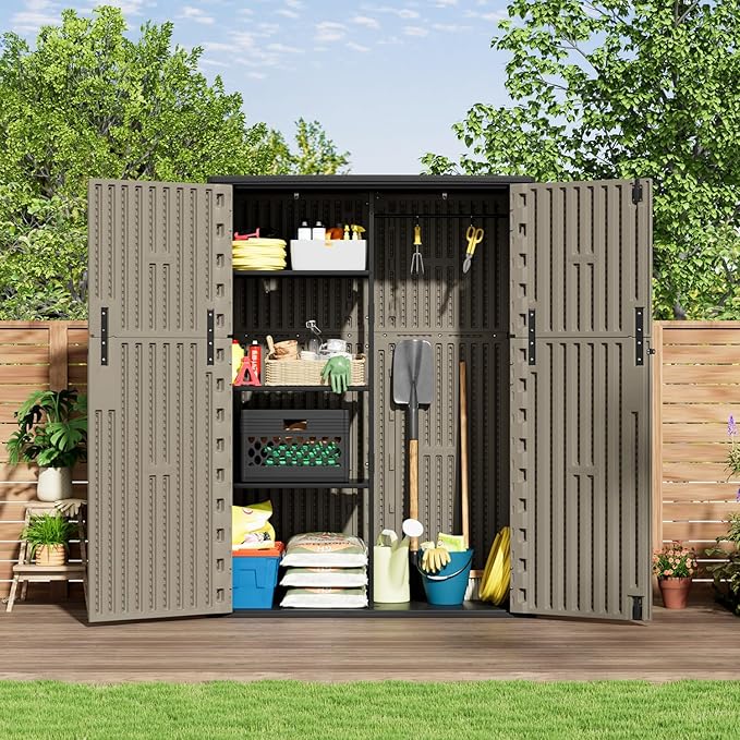 KINYING Outdoor Storage Shed, 57 Cu.ft Vertical Outdoor Storage Cabinet - Image 8