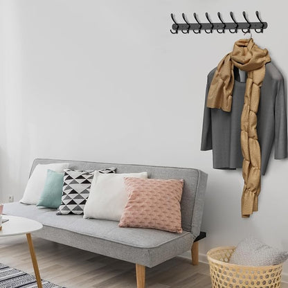 Coat Rack Wall Mount with 8 Tri Hooks, Stainless Steel 24 Inch – Black Matte - Image 3