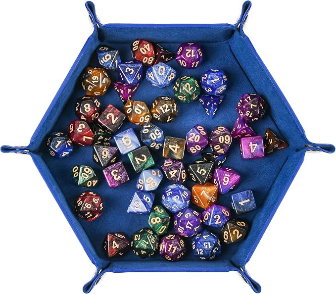 Foldable Hexagonal Dice Tray Desktop Storage Organizer PU Leather & Velvet by Unknown