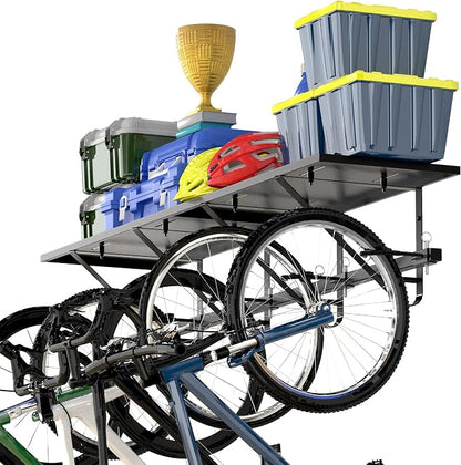 Bike Storage Rack with Shelf, Bike Wall Mount Garage Stand, Bike Hanger Storage by Sttoraboks