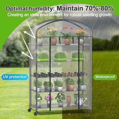 5-Tier Greenhouse with Caster Wheel, Each Shelf Height Adjustable Metal Plant - Image 6