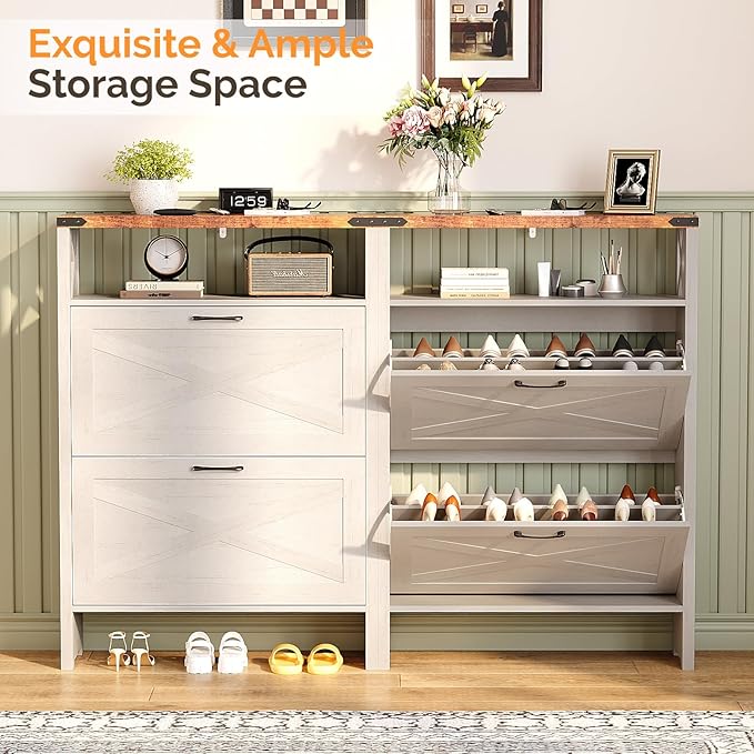 VINGLI Farmhouse Shoe Cabinet - Image 4