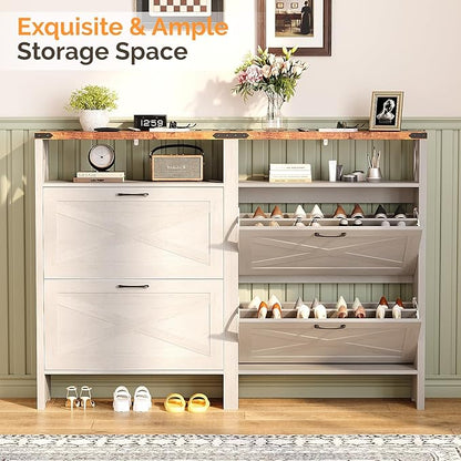 VINGLI Farmhouse Shoe Cabinet - Image 4