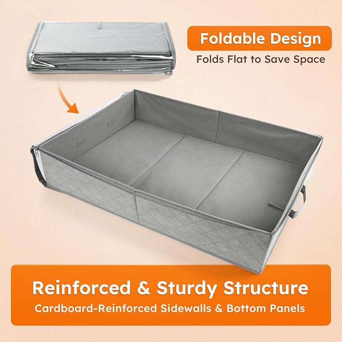 LotFancy Foldable Under Bed Storage Bags, Closet Organizers and Storage Bins - Image 3