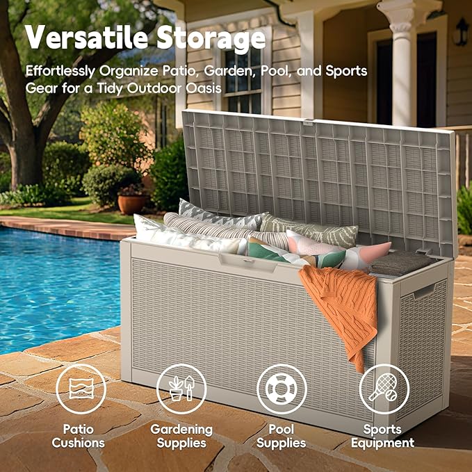 LubanNese Outdoor Storage Box, 66 Gallon Deck Box Waterproof, Outdoor Storage - Image 4
